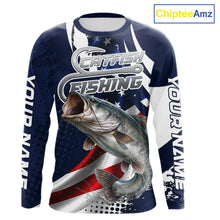 Load image into Gallery viewer, Catfish Fishing American Flag Custom Long Sleeve Tournament Fishing Shirts, Team Catfish Shirts NBT718