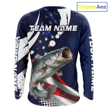 Load image into Gallery viewer, Catfish Fishing American Flag Custom Long Sleeve Tournament Fishing Shirts, Team Catfish Shirts NBT718