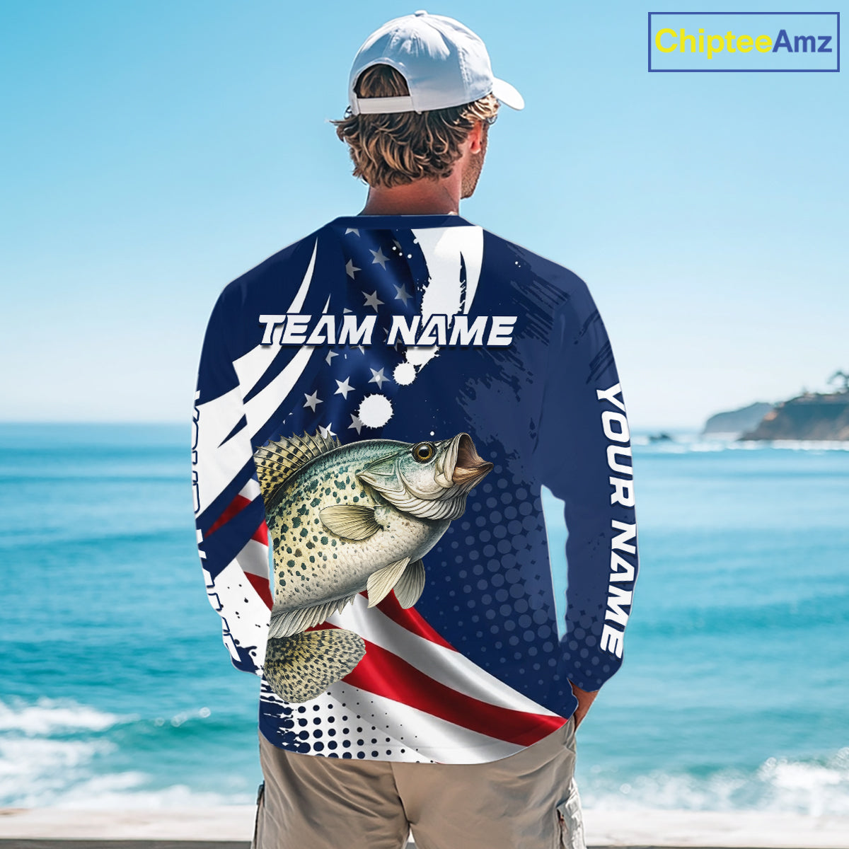 Crappie Fishing American Flag Custom Long Sleeve Tournament Fishing Shirts, Patriotic Crappie Fishing Jerseys NBT719