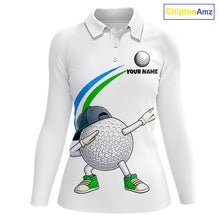 Load image into Gallery viewer, White Funny Golf Ball Custom Team Polo Shirt, Personalized Womens Golf Polo Shirt, Golf Lovers Gift NBT603