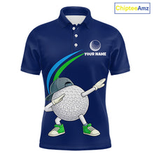 Load image into Gallery viewer, Blue Funny Golf Ball Custom Team Polo Shirt, Personalized Mens Golf Polo Shirt, Golf Lovers Gift NBT604