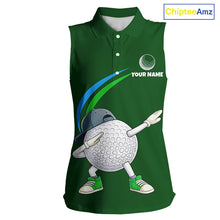Load image into Gallery viewer, Green Funny Golf Ball Custom Team Polo Shirt, Personalized Womens Sleeveless Golf Polo Shirt, Golf Lovers Gift NBT605