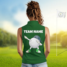 Load image into Gallery viewer, Green Funny Golf Ball Custom Team Polo Shirt, Personalized Womens Sleeveless Golf Polo Shirt, Golf Lovers Gift NBT605