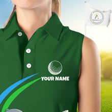 Load image into Gallery viewer, Green Funny Golf Ball Custom Team Polo Shirt, Personalized Womens Sleeveless Golf Polo Shirt, Golf Lovers Gift NBT605