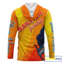 Load image into Gallery viewer, Custom Sailfish Saltwater Long Sleeve Hooded Fishing Shirts, Long Sleeve Performance Fishing Shirts NBT428