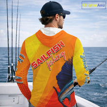 Load image into Gallery viewer, Custom Sailfish Saltwater Long Sleeve Hooded Fishing Shirts, Long Sleeve Performance Fishing Shirts NBT428