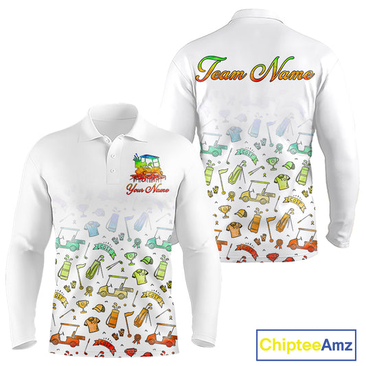 Mens Golf Polo Shirts Colorful Tie Dye Pattern Custom Name, Golf Shirts For Men NBT500