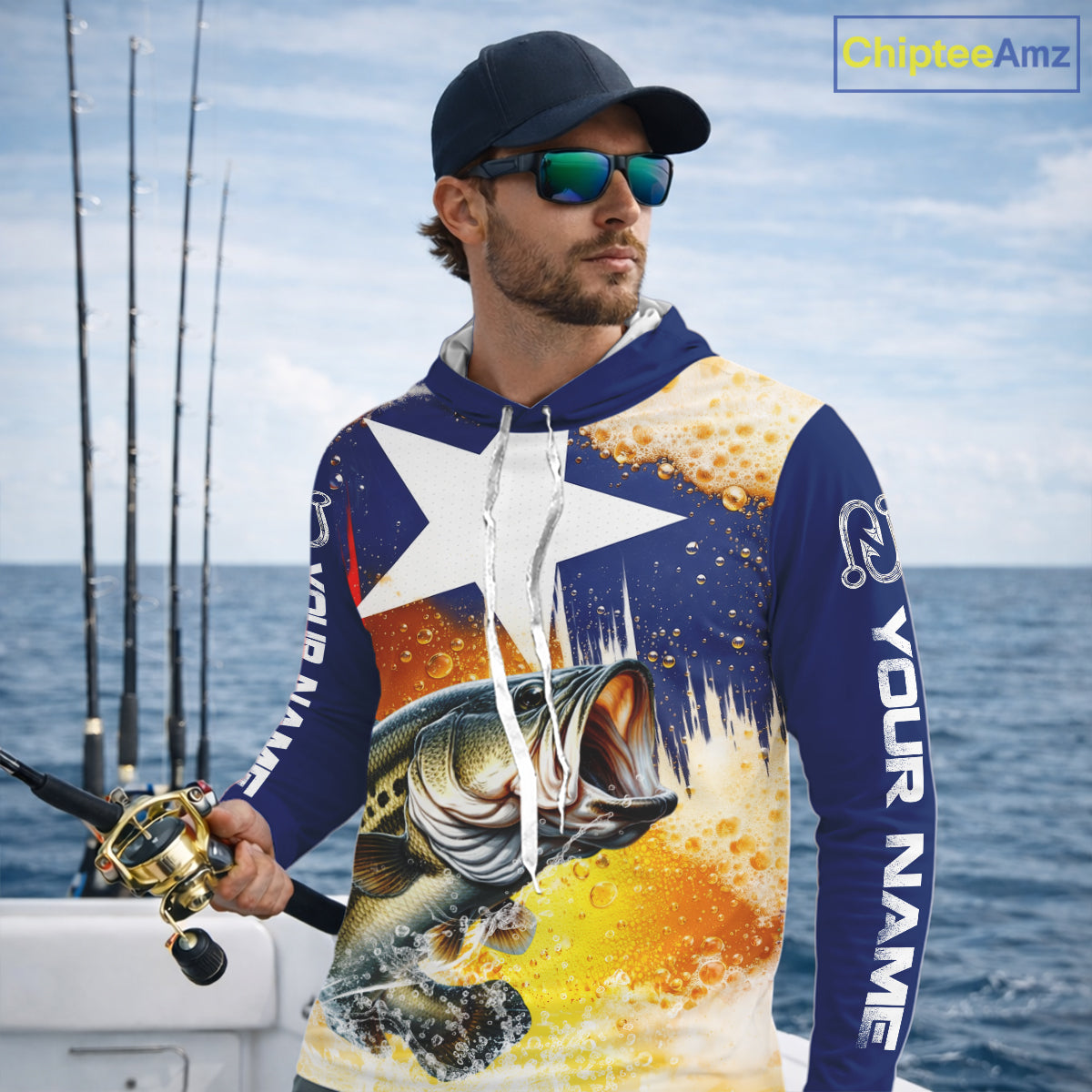 Custom Texas Flag Bass Fishing Shirts, Funny Fishing Beer Shirts Long Sleeve Hooded For Team NBT618