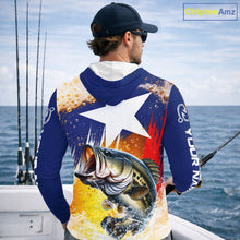 Load image into Gallery viewer, Custom Texas Flag Bass Fishing Shirts, Funny Fishing Beer Shirts Long Sleeve Hooded For Team NBT618