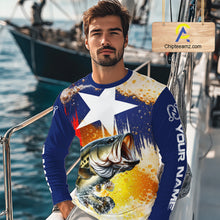 Load image into Gallery viewer, Custom Texas Flag Bass Fishing Shirts, Funny Fishing Beer Shirts Long Sleeve For Team NBT618