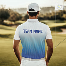 Load image into Gallery viewer, Blue White Mens Polo Golf  Shirts Custom Name Golf Shirt For Men, Golf Team Clothes NBT504