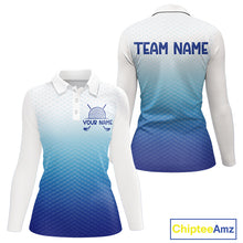 Load image into Gallery viewer, Blue White Womens Polo Golf  Shirts Custom Name Golf Shirt For Women, Golf Team Clothes NBT504