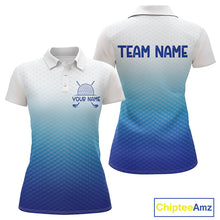 Load image into Gallery viewer, Blue White Womens Polo Golf  Shirts Custom Name Golf Shirt For Women, Golf Team Clothes NBT504