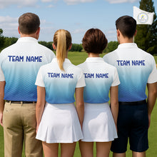 Load image into Gallery viewer, Blue White Mens Polo Golf  Shirts Custom Name Golf Shirt For Men, Golf Team Clothes NBT504