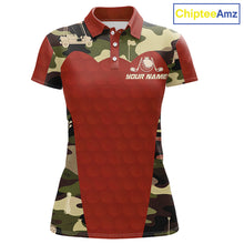 Load image into Gallery viewer, Red Camo Womens Golf Polo Shirts Custom Golf Outfit For Ladies, Team Golf Shirts NBT633
