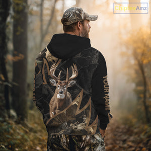 Best Whitetail Deer Hunting Black Camouflage 3D Printing Shirts, Gift Ideas for Hunters NBT236