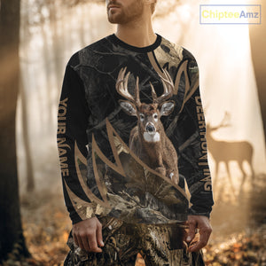 Best Whitetail Deer Hunting Black Camouflage 3D Printing Shirts, Gift Ideas for Hunters NBT236