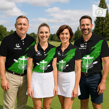 Load image into Gallery viewer, Green Womens Disc Golf Polo Shirts Custom Thunder Lightning Team Disc Golf Jerseys, Disc Golf Gifts NBT651