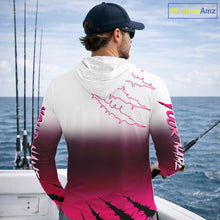 Load image into Gallery viewer, Largemouth Bass Long Sleeve Hooded Fishing Shirts Pink Angry Fish, Bass Fishing Shirts NBT387