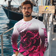 Load image into Gallery viewer, Largemouth Bass Long Sleeve Fishing Shirts Pink Angry Fish, Bass Fishing Shirts NBT387