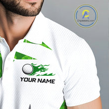 Load image into Gallery viewer, Green And White Golf Pattern Polo Golf Shirt For Men Custom Mens Golf Clothes, Golf Gifts NBT677