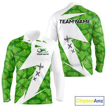 Load image into Gallery viewer, Green And White Golf Pattern Polo Golf Shirt For Men Custom Mens Golf Clothes, Golf Gifts NBT677