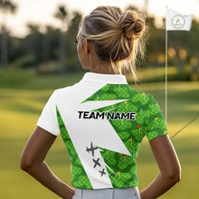 Load image into Gallery viewer, Green And White Golf Pattern Polo Golf Shirt For Women Custom Ladies Golf Clothes, Golf Gifts NBT677
