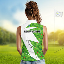 Load image into Gallery viewer, Green And White Golf Pattern Polo Golf Shirt For Women Custom Ladies Golf Clothes, Golf Gifts NBT677