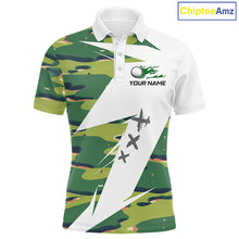 Load image into Gallery viewer, Green And White Retro Golf Pattern Polo Golf Shirt For Men Custom Mens Golf Clothes, Golf Gifts NBT678
