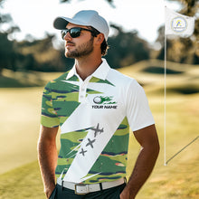 Load image into Gallery viewer, Green And White Retro Golf Pattern Polo Golf Shirt For Men Custom Mens Golf Clothes, Golf Gifts NBT678
