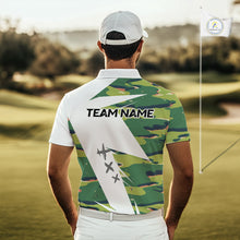 Load image into Gallery viewer, Green And White Retro Golf Pattern Polo Golf Shirt For Men Custom Mens Golf Clothes, Golf Gifts NBT678