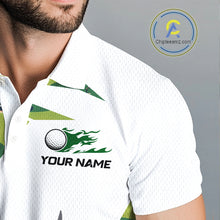 Load image into Gallery viewer, Green And White Retro Golf Pattern Polo Golf Shirt For Men Custom Mens Golf Clothes, Golf Gifts NBT678