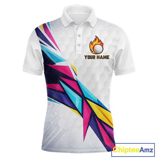 Mens Golf Polo Shirts Custom Name Golf Shirts For Men, White Golf Shirts, Gift For Golf Lovers NBT549