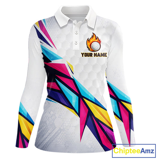 Womens Golf Polo Shirts Custom Name Golf Shirts For Women, White Golf Shirts, Gift For Golf Lovers NBT549