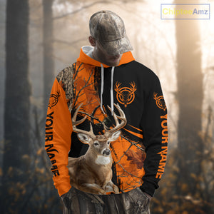 Deer Hunting Orange Camouflage 3D Prints Shirts Hunters, Best Custom Hunting Shirts NBT178