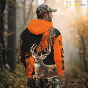Deer Hunting Orange Camouflage 3D Prints Shirts Hunters, Best Custom Hunting Shirts NBT178