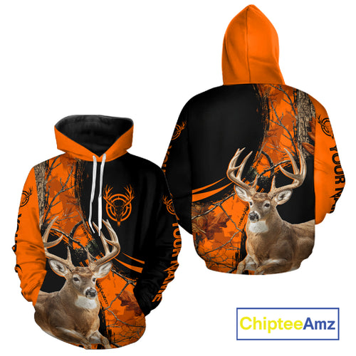 Deer Hunting Orange Camouflage 3D Prints Shirts Hunters, Best Custom Hunting Shirts NBT178