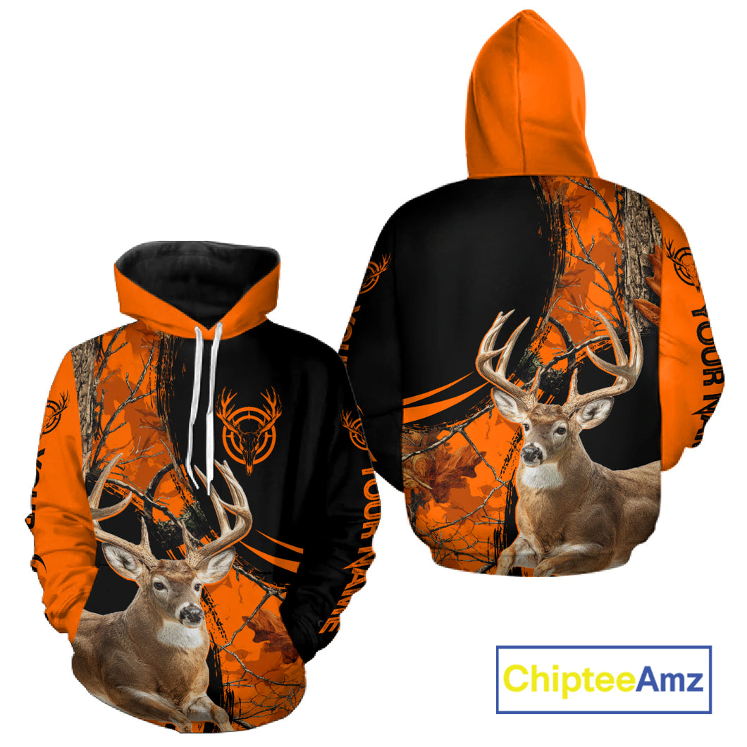 Deer Hunting Orange Camouflage 3D Prints Shirts Hunters, Best Custom Hunting Shirts NBT178
