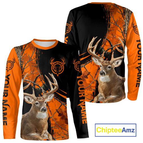 Deer Hunting Orange Camouflage 3D Prints Shirts for Hunters, Best Custom Hunting Shirts NBT178