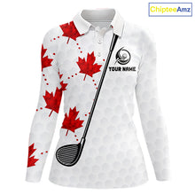 Load image into Gallery viewer, Custom Canadian Flag Womens Golf Polo Shirt Custom Maple Leaves Canada Golf Shirt For Ladies, Golf Gifts NBT556
