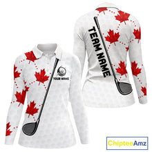Load image into Gallery viewer, Custom Canadian Flag Womens Golf Polo Shirt Custom Maple Leaves Canada Golf Shirt For Ladies, Golf Gifts NBT556