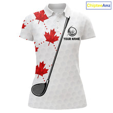 Load image into Gallery viewer, Custom Canadian Flag Womens Golf Polo Shirt Custom Maple Leaves Canada Golf Shirt For Ladies, Golf Gifts NBT556