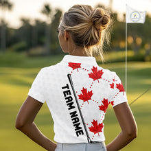Load image into Gallery viewer, Custom Canadian Flag Womens Golf Polo Shirt Custom Maple Leaves Canada Golf Shirt For Ladies, Golf Gifts NBT556