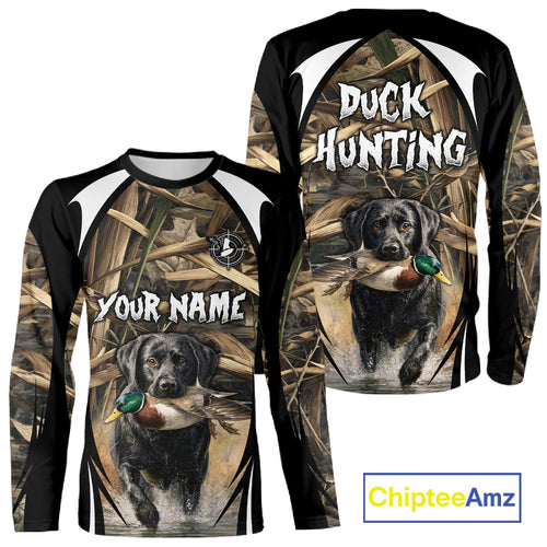 Duck Hunting with Black Lab Camo 3D All Over Printed Shirts, Camouflage Duck Hunting Clothing NBT206