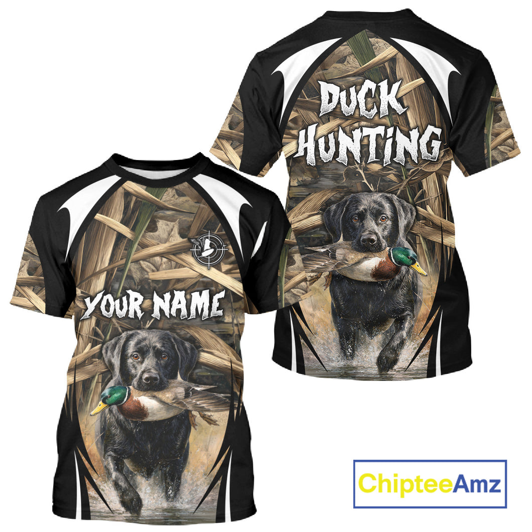 Duck Hunting with Black Lab Camo 3D All Over Printed Shirts, Camouflage Duck Hunting Clothing NBT206