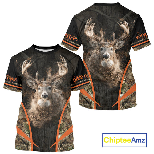 Personalized Whitetail Deer Hunting Shirt Brown Camo Custom Name, Deer Hunting Clothes NBT280