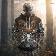 Load image into Gallery viewer, Whitetail Deer Hunting Custom Name Camo Shirt, Deer Hunting Clothing, Camouflage Deer Shirts NBT281
