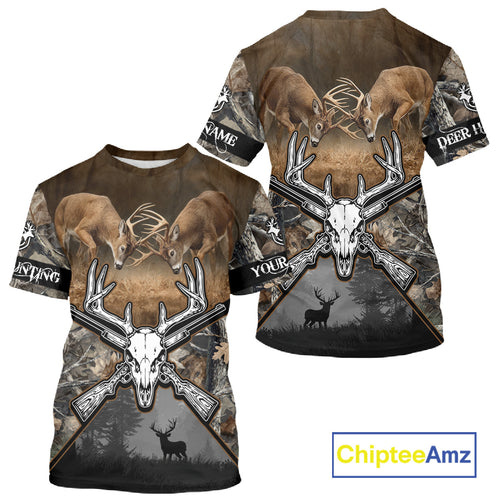 Whitetail Deer Hunting Custom Name Camo Shirt, Deer Hunting Clothing, Camouflage Deer Shirts NBT281