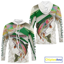 Load image into Gallery viewer, Rainbow Trout Fishing Tournament Shirts Long Sleeve Hooded Fishing Shirts, Custom Trout Fishing Shirts NBT429