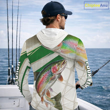 Load image into Gallery viewer, Rainbow Trout Fishing Tournament Shirts Long Sleeve Hooded Fishing Shirts, Custom Trout Fishing Shirts NBT429